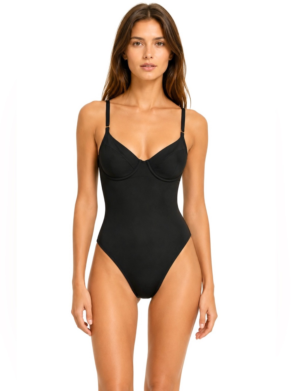 NWOT Quince Classic Italian Underwire Supportive One-Piece Swimsuit Black XS